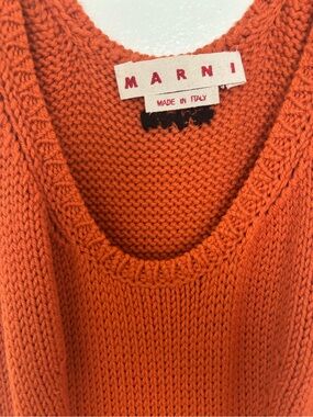 MARNI Vibrant Rust Knit Sweater Dress
